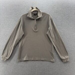 Bogner Sweater Men Large Green Quarter Zip Mock Neck Cotton Pullover Made USA